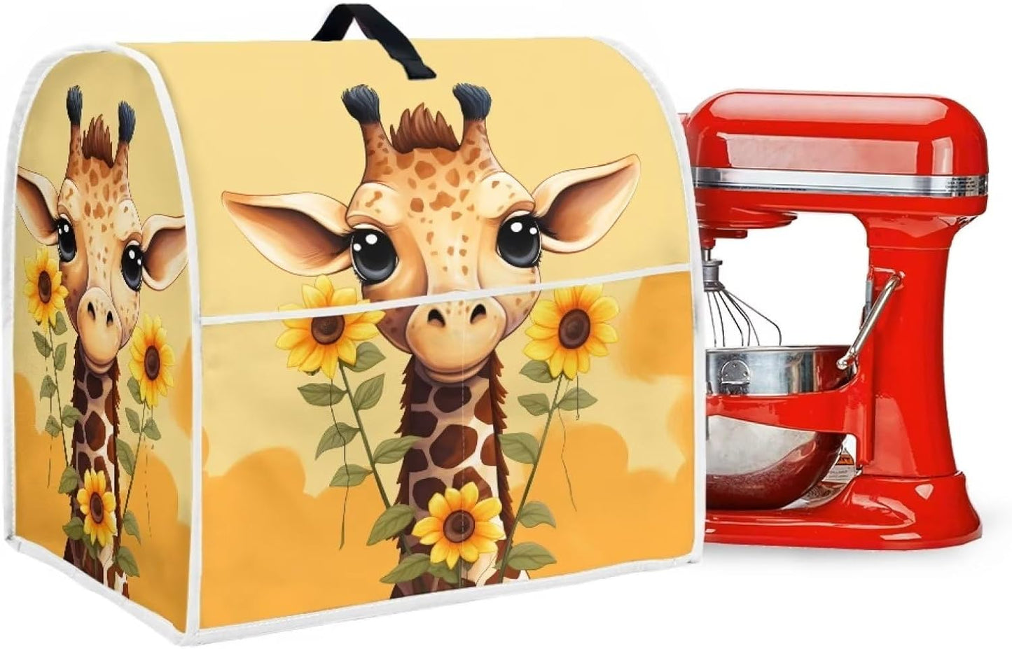 Upetstory Sunflower Giraffe Stand Mixer Cover, Compatible with Kitchen 6 & 8 Quart Bowl Lift, Dustproof with Pockets
