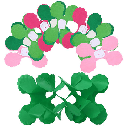 Whaline 16Pcs Halloween Party Decoration Four-Leaf Clover Hanging Banner Pink Green Paper Streamers Garland for Home Princess and Witch Party Wall Window Backdrop