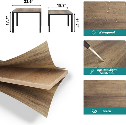 Set 2, Smuxee Nesting Coffee Table of Square Modern Stacking Table with Wood Finish, Industrial End Table Side Tables
