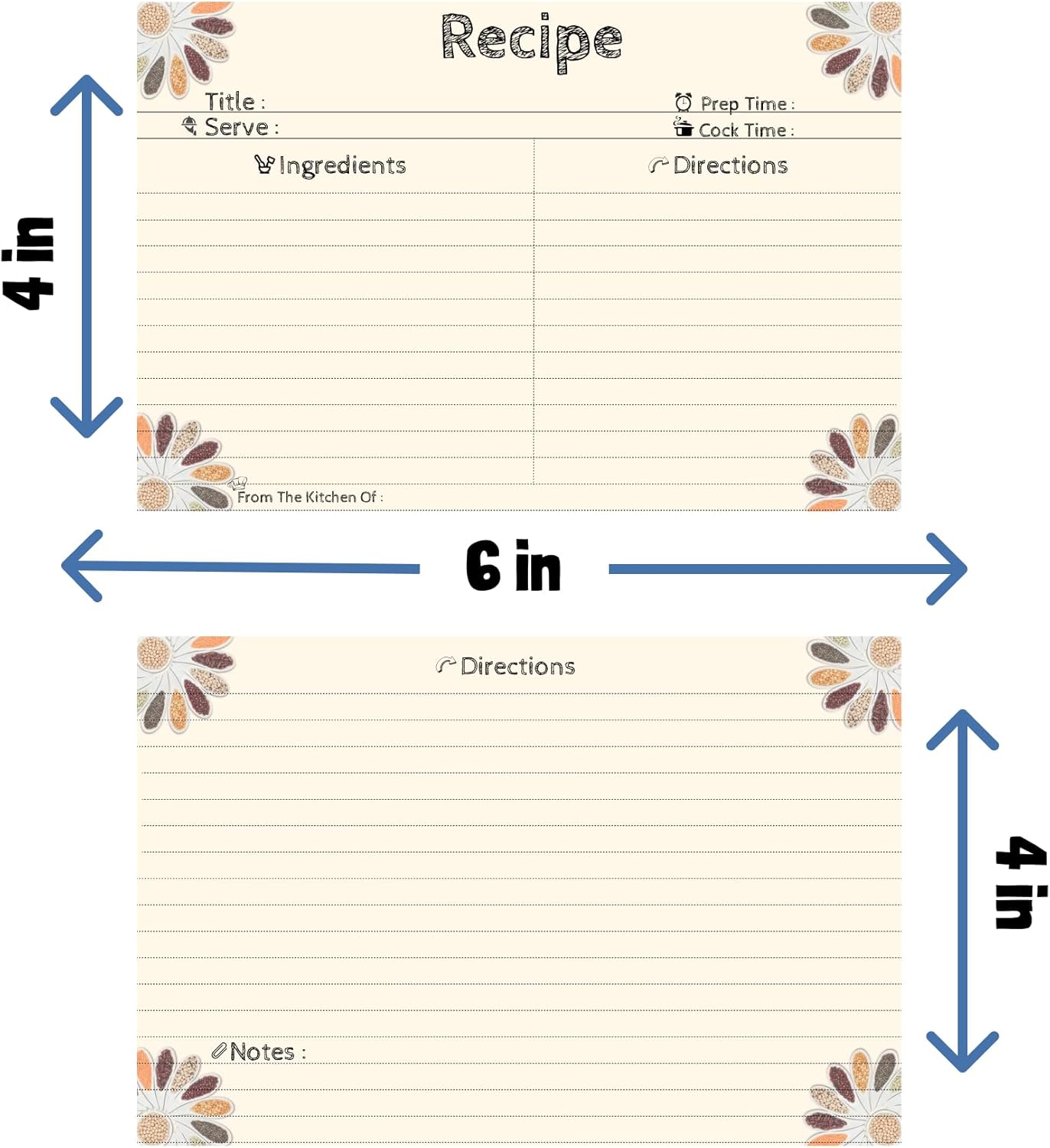 Recipe Cards 4x6 Double Sided, 40 Count Blank Recipe Cards with Gift Pen