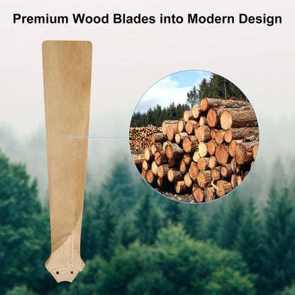 ELEHINSER 52 Inch Flush Mount Ceiling Fan with Lights, Low Profile Modern Ceiling Fan with Remote, Quiet DC Motor, 6-Speed, 3CCT,Timer, 5 Solid Wood Blades, White+Light Wood