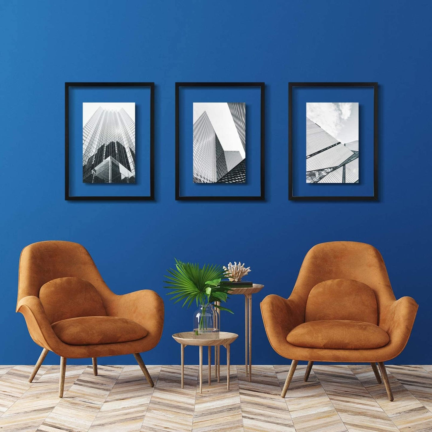 ONE WALL 18x24 Inch Floating Frame, Black Wood Double Glass Float Picture Frame Display 11x14/11x17/12x18/13x19/16x20 Photos Plant or Petal Specimens for Wall Hanging - Mounting Kit Included