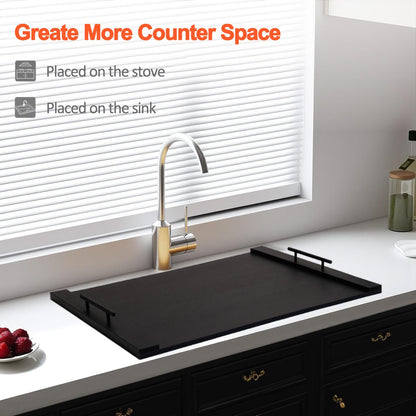 TRFCDSHH Wood Stove Top Cover/Noodle Board Stove Cover, Gas Stove Top Covers for Electric & Gas Stoves (Black)