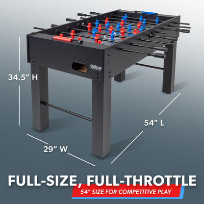 GoSports 54 Inch Full Size Foosball Table - Black Finish - Includes 4 Balls and 2 Cup Holders
