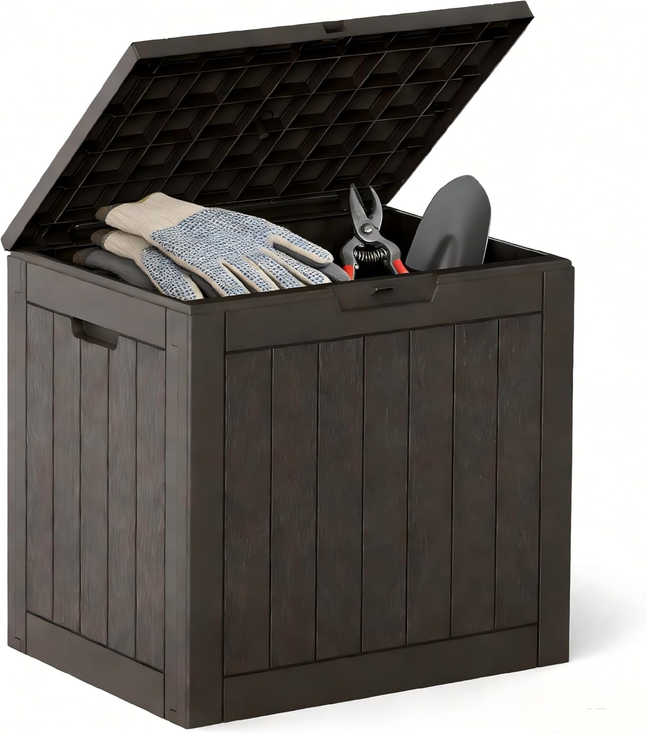 31 Package DUMOS Gallon Deck Box, Lockable Outside Storage Box for Outdoor Use, Outside Waterproof Resin Delivery Box