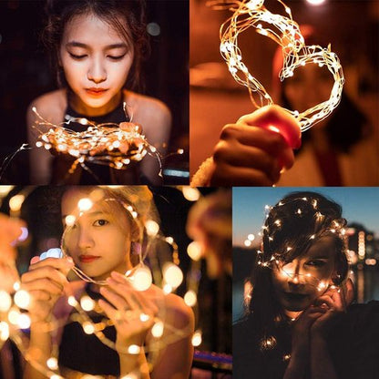 CYLAPEX Fairy Lights - 6 Pack Warm White LED String Lights | 7ft Silvery Copper Wire for Christmas & Wedding Decor