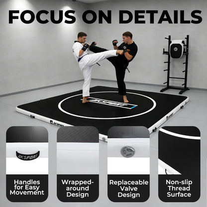 AKSPORT Inflatable Wrestling Mat 10x10 FT, Wrestling Mat for Home, Thick Jiu Jitsu Training Mat for BJJ, MMA, Boxing, Grappling, Judo, Indoor Outdoor Gym Mat