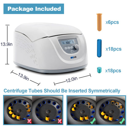 ONiLAB Professional PRP Centrifuge Machine 15mLx8, 10mL/7mL/1.5-5mlx 12, Lab Benchtop Centrifuge, 3 Preloaded Programs for Fast Operation,Store 9 Programs, 30sec-99min,300-4500rpm(Max. 2490xg)