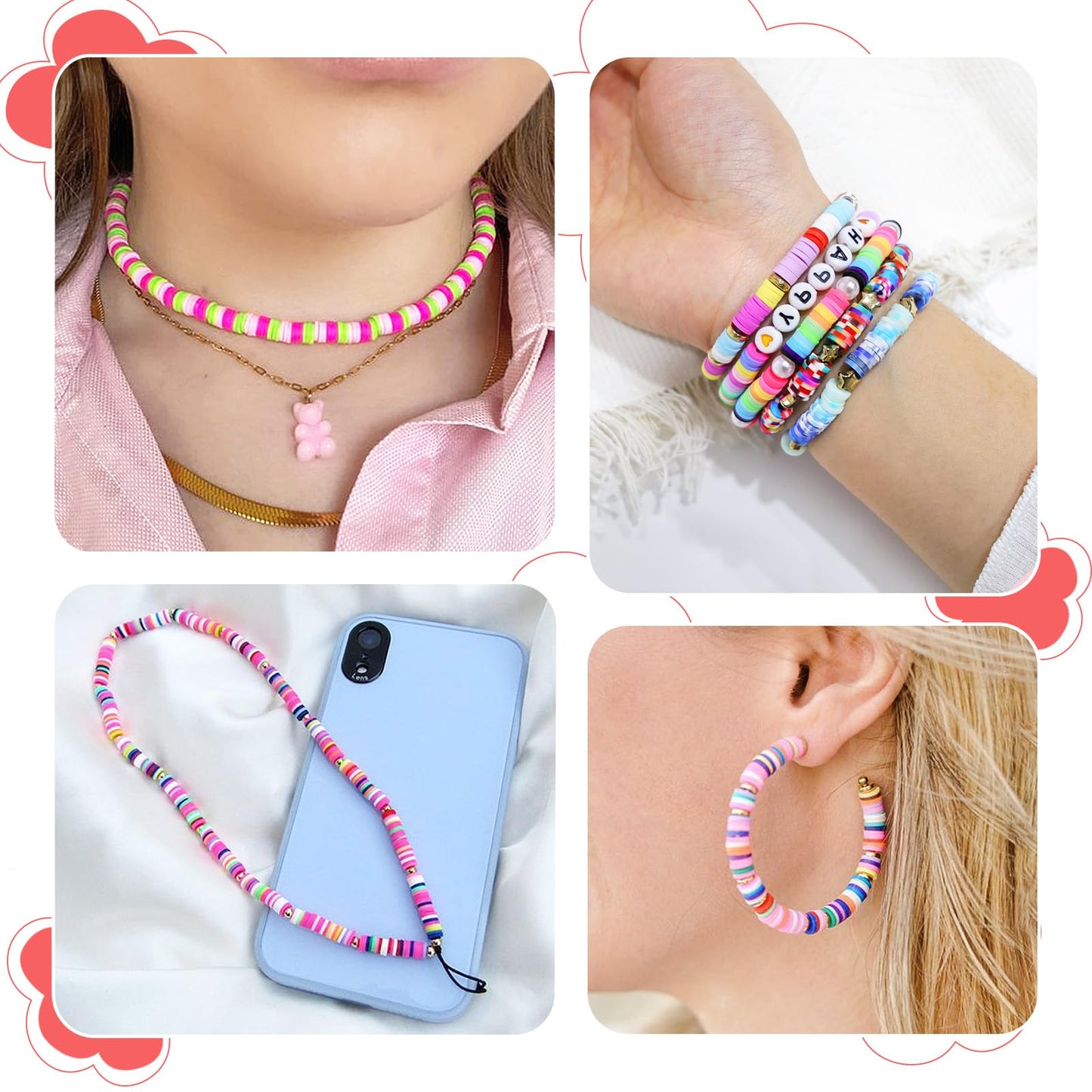 Redtwo 45000 Pcs Clay Beads Bracelet Making Kit, 9 Boxes 192 Colors Friendship Bracelet Kit Flat Polymer Clay Beads for Jewelry Making, Crafts Gift for Girls Ages 6-12