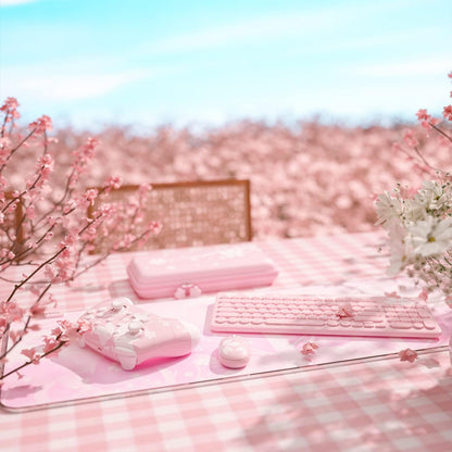 Pink RGB LED Gaming Mouse Pad, 14 Modes Glow Pad, Extra Large Gaming Mousepad,Waterproof Rubber Non Slip Cute Sakura Mat, Extended Big Keyboard and Mouse Pad Mat for Gamer Office Home, XXL 800×300×4mm