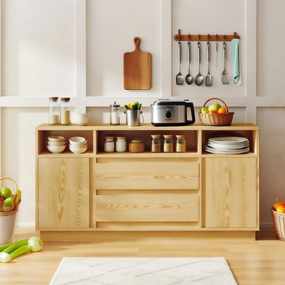 LUCKLIFE Sideboard Buffet Cabinet, White Kitchen Storage Cabinet with Modern Doors, Coffee Bar Cabinets for Entry, Hallway, Living Room(LightWhite)