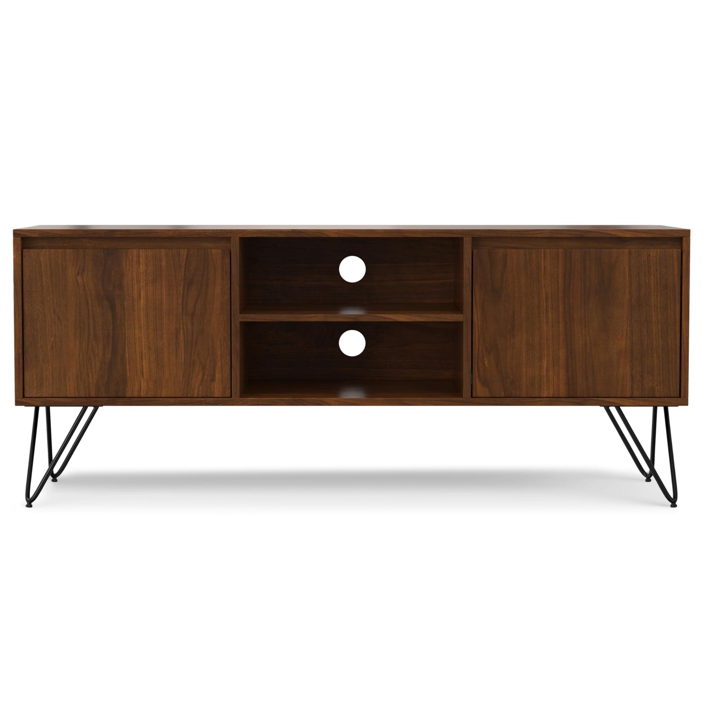 SIMPLIHOME Hunter 60 inch Wide Industrial TV Media Stand in WALNUT WOOD For TVs up to 65 inches for the Living Room and Entertainment Center