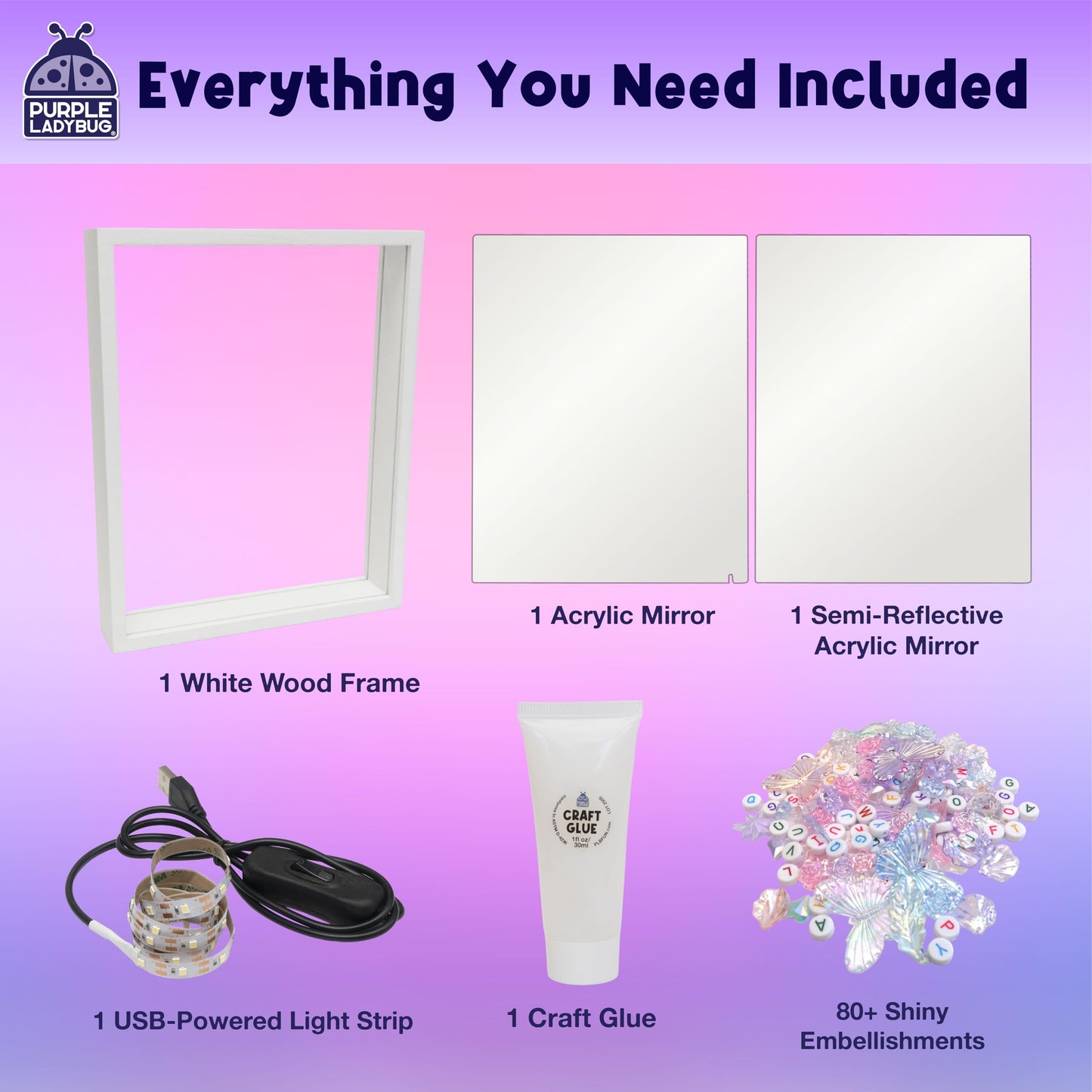 DIY Infinity Mirror Kit for Kids Age 6+ - Crafts for Girls 8-12 with Lights & Custom Letters - Creative10 Year Old Girl Birthday Gifts, Fun Gifts for 6 Year Old Girl, Creative Stem Toys for Ages 8-13