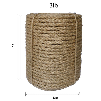 ILIKEEC 8mm Jute Rope, 164 Feet Braided Heavy Duty Twine, Thick Jute Twine Rope for Cat Scratch Post, Craft,DIY Artwork, Bundling, Home Decor, Gardening Applications (8MM 164FT)