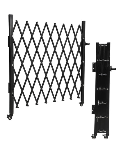 Single Folding Security Gate, 61" H x 71" W Flexible Expanding Security Gate, Folding Driveway Door Gate, Aluminum Security Gate, 360°Rolling Barricade Gate, Scissor Gate or Door, Black
