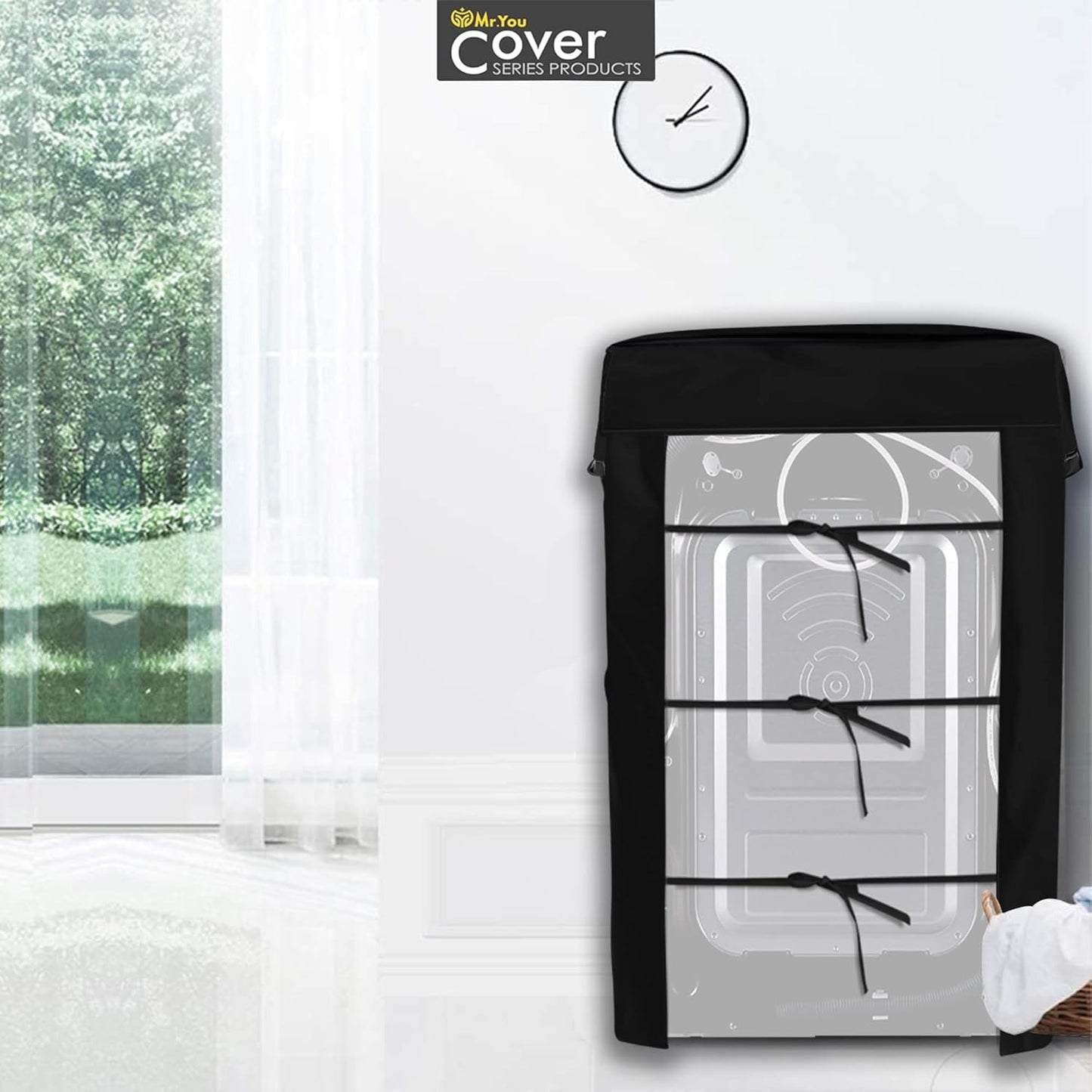 Portable Washing Machine Cover, Waterproof Top Load Washer Dryer Cover (20" x 20" x 34", Black)