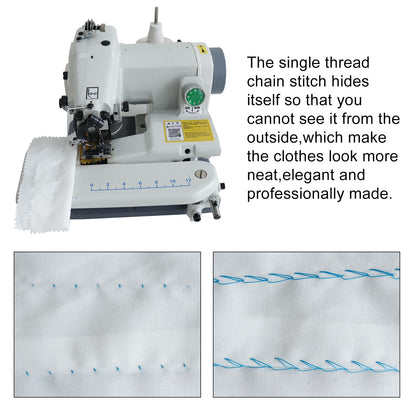 110V Portable Blind Stitch Sewing Machine - 1200SPM High-Speed Invisible Hemmer for Cuffs and Hems, Professional Single Thread Chain Stitch for Drapes and Garments, Built-in Motor