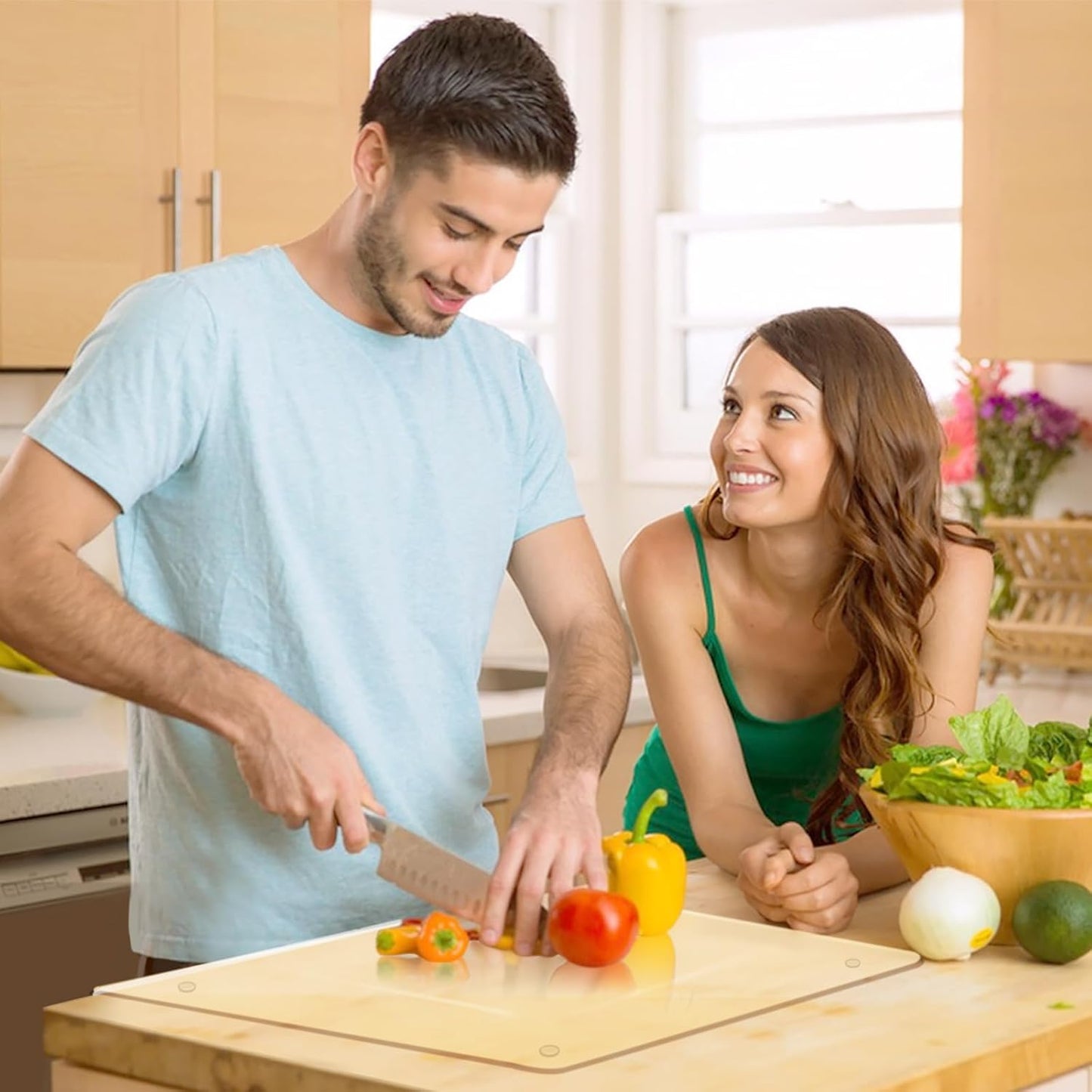 Acrylic Cutting Board with Counter Lip, 17" x 13" Clear Non-Slip Cutting Board for Kitchen Countertop Protection