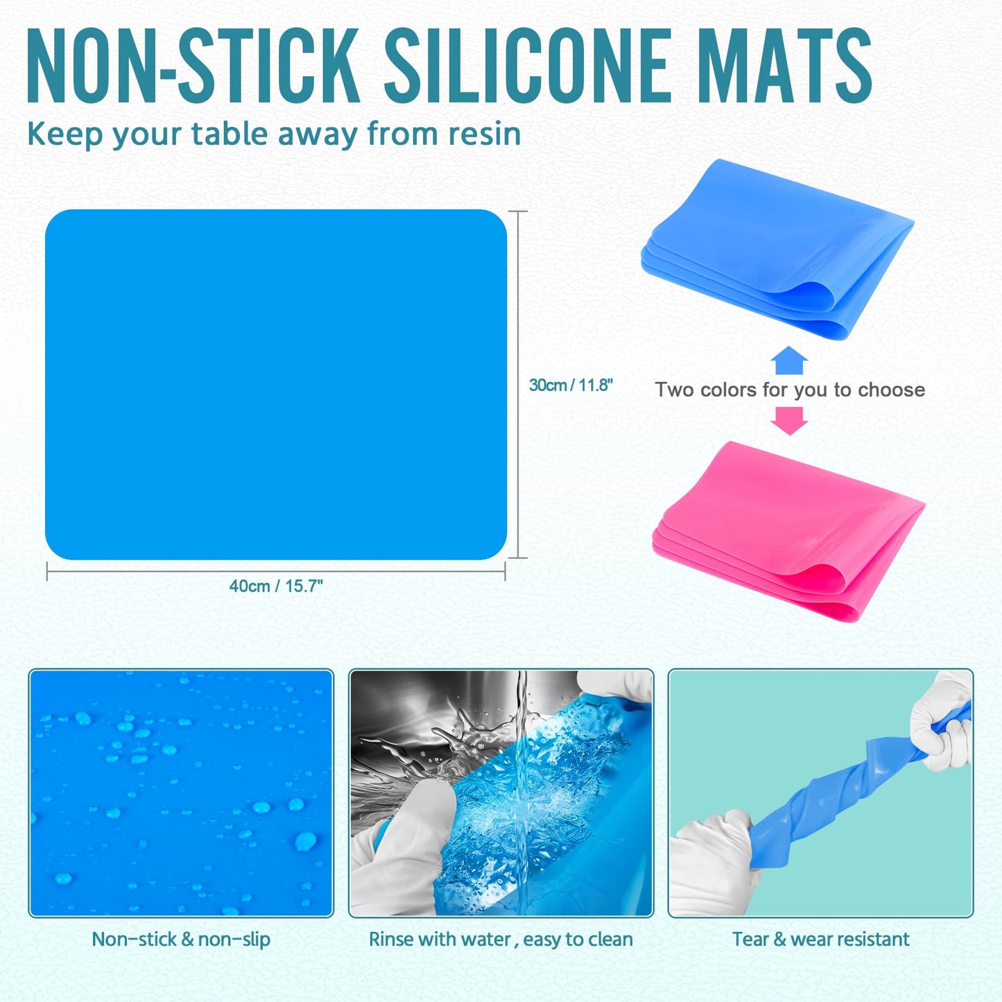 SWIGRANCE Epoxy Resin Mixing Tools Kit 36Pcs, Reusable Soft Silicone Tools, Includes A3 Non-Stick Silicone Mat, Measuring Cups, Dropper Pipettes, Stir Sticks, Brushes, Resin Casting DIY Jewelry Making