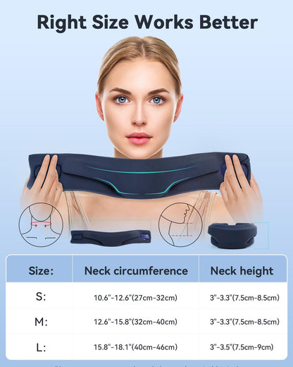 BETOVIN Heated Neck Brace Cervical Collar - Neck Support Brace with Heating Pad, Soft Foam Wraps Keep Vertebrae Stable and Aligned for Relief of Cervical Spine Pressure for Women & Men (L Size) Blue