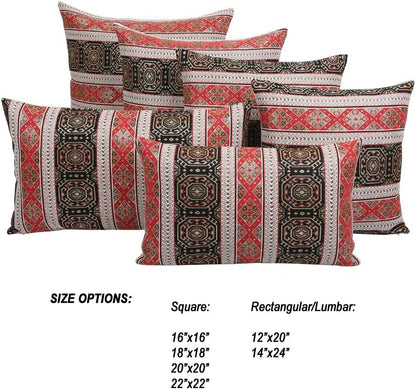 16 16 Inches Persian Throw Pillow Covers Red and Black - x Decorative Southwestern Kilim Pillows, Boho Room Decor
