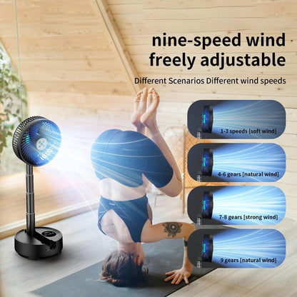 Socool 20000mAh 8 Inch Portable Fan Battery Operated Fans, Oscillating Charging Fan, Remote Control LED Light, 112 Hours Portable Foldable Fans for Camping Travel Outdoor