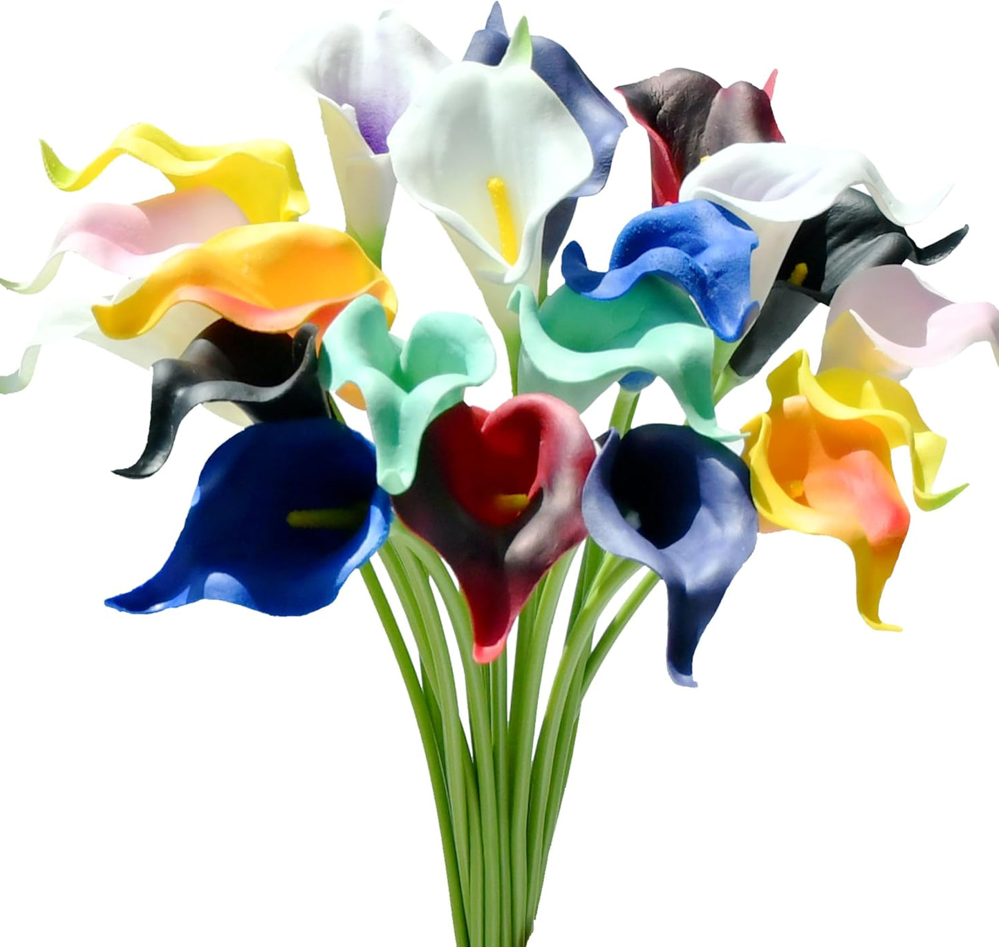 Mandy's PU Multicolor Calla Lily Artificial Flowers, 20 Stems Faux Realistic Centerpiece