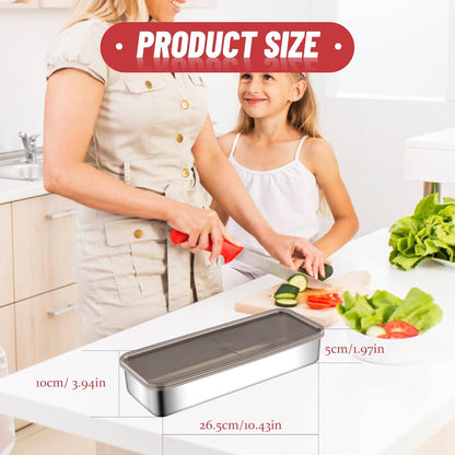 2 Pack Bacon Keeper Container, Cheese Container for Fridge, Stainless Steel Deli Containers with Lids for Refrigerator