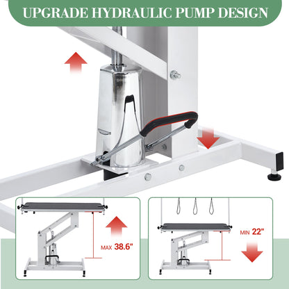 43.3-Inch Large Desktop Hydraulic Pet Grooming Table for Large Dogs with 350 LBS Loading Capacity - Heavy Duty Professional Dog Grooming Table with Non-Slip Desktop and 3 Adjsutable Nooses