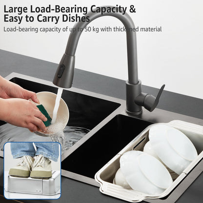 pollock 4 In 1 Collapsible Sink Colander for Kitchen Food Grade 304 Stainless Steel Over the Strainer Extend Drain Basket Washing Vegetable Fruits,Dishes