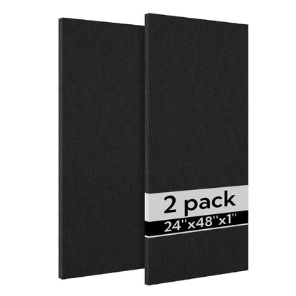 Olanglab Acoustic Panels 2 Pack, 48''x24'' Large Sound Panels, Fabric Wrapped Sound Proof Foam Panels for Walls, Sound Absorbing Panels for Recording Studio Acoustical Treatments (Black)