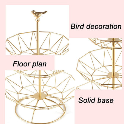 Wrought Iron 3 Tier Fruit Tray, Serving Tray for Fruits, Desserts, Candy Buffet Plates for Family Dinner