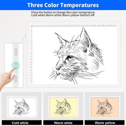 Elice Rechargeable A4 Light Pad for Diamond Painting, Magnetic LED Light Board with Physical Button, Super Bright Diamond Art Light Pad, Ultra-Thin Light Box for Tracing, Weeding Vinyl, Artists -White