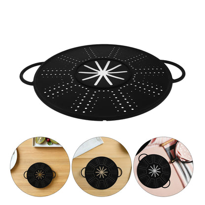 CALLARON Silicone Splatter Screen with Side Handles 13.38 Inch Frying Pan Cover Oil Splash Guard Heat Resistant Cooling Rack Multi-Use Kitchen Gadget
