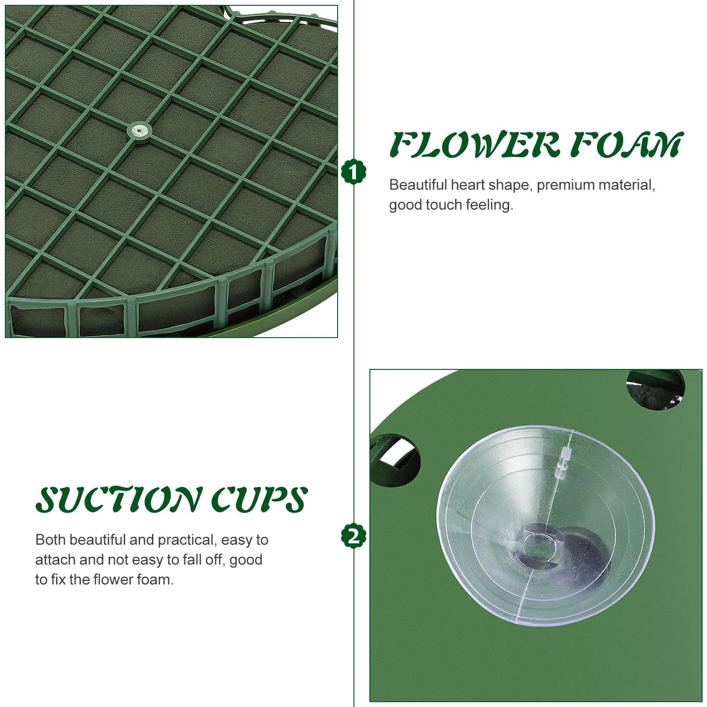ARTIBETTER Wet Floral Foam Blocks Heart Shaped Floral Bricks with Suction Cup Tray Flower Mud Foam Kit for Wedding Party Decorations Florist Floral Arrangement Small (7.8 * 8.2 * 1.1inch)