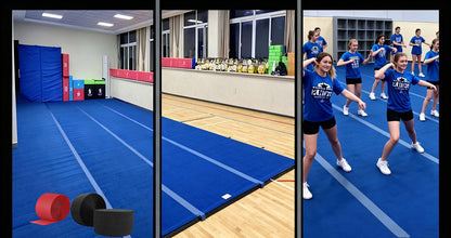 Premium Indoor Gymnastics Track Exercise Mat with Grippy Gym Carpet Top - Sturdy Foam Wrestling Mat for MMA, Cheerleading, and Fitness - Roll Out Design for Easy Setup