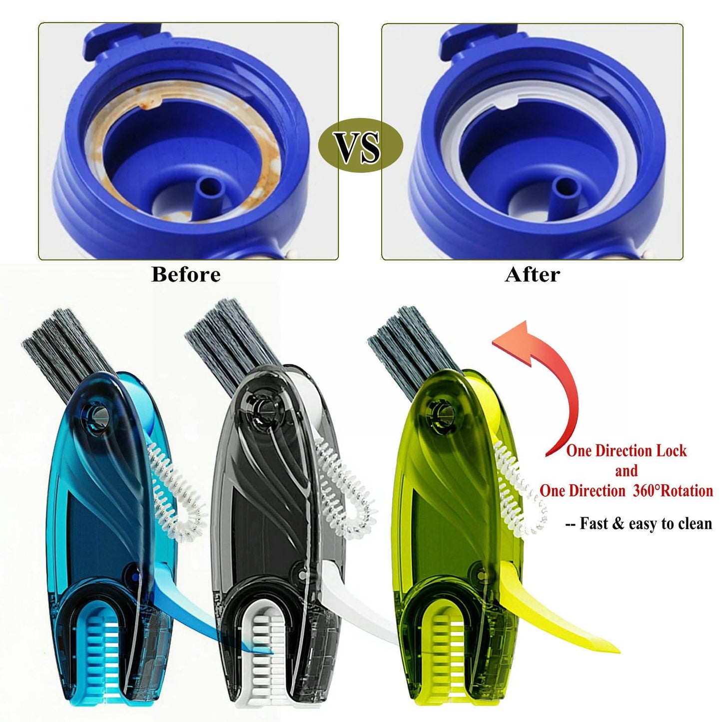 4 in 1 Cup Lid Cleaning Brush Set Multifunctional Bottle Brush Cleaner Tiny Bottle Cup Lid Brush Straw Cleaner Tools Mini Silicone Bottle Cup-Holder Cleaner with Hook Remover Blue Green Grey