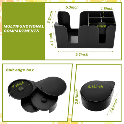 Mifoci Bartending Supplies 6 Compartments Garnish Tray with Lid Bar Caddy 3 Tier Glass Rimmer Stainless Steel Bottle Pourers Juice Pouring Cocktail Tools Plastic Serving Accessories