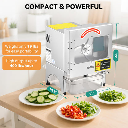 Newhai 200W Commercial Vegetable Slicer Machine Electric Automatic Veggie Fruit Cutter 400lb/h with Conveyor Belt 1-35mm Thickness Adjustable for Cucumber Scallion Green Bean Banana 110volt