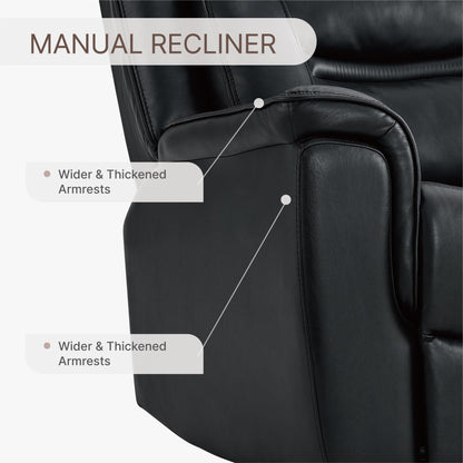 KISLOT Leather Recliner Chair, 360° Swivel Rocker for Adults Manual Rocking Reclining Chair with Adjustable Backrest Footrest for Living Room Bedroom Home Theater Seating