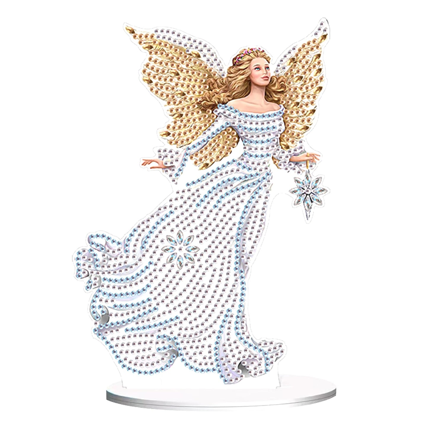 JZHYOAN Angel Diamond Art Desktop Ornaments Gem Painting Table Ornaments Diamond Painting Desk Stand DIY Desktop Kits with Special Shape Gem Art for Adults Crystal Arts Mosaic Kit