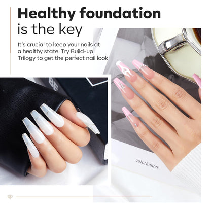modelones Builder Nail Gel with Gel Top Coat, 3Pcs Clear Builder Nail Kit for Thickening Apex Building Extension Rhinestone Gel Tips Glue, U/V LED Lamp Cured for Home DIY Salon Girls