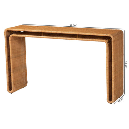 Bali & pari Nevada Rattan Console Table, Light Honey, 52-Inch, Fully Assembled