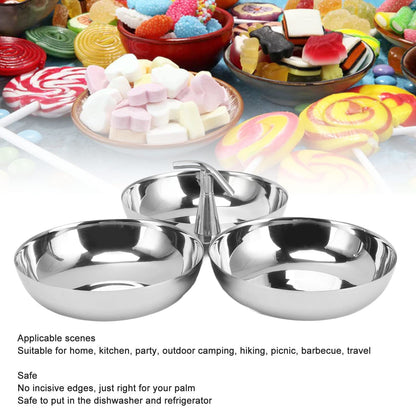 TITA-DONG 304 Stainless Steel Serving Plate, 3 IN 1 Fruit Bowl Snack Plate, Reusable Dessert Plates, Fruit Plate for Fridge, Simple Snack Tray, Portable Serving Tray for Home Kitchen Party(Mg/dL)