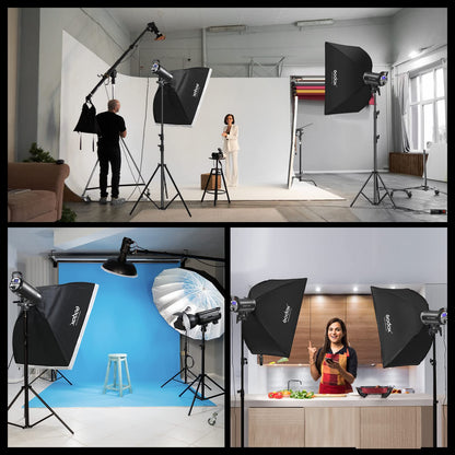 Godox SK400IIV 800W Professional Studio Strobe Flash 2Pack Kit 5700±200K with Standard Reflector,BD-04,Softbox,Umbrella,Light Stand,for Photography 2.4G Wireless X System Bowens Mount