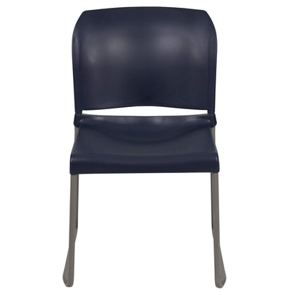 Flash Furniture Hercules Series Contoured Stacking Chairs for Waiting Rooms and Offices, Ergonomic Lobby Chairs with Curved Back, Set of 5, Navy