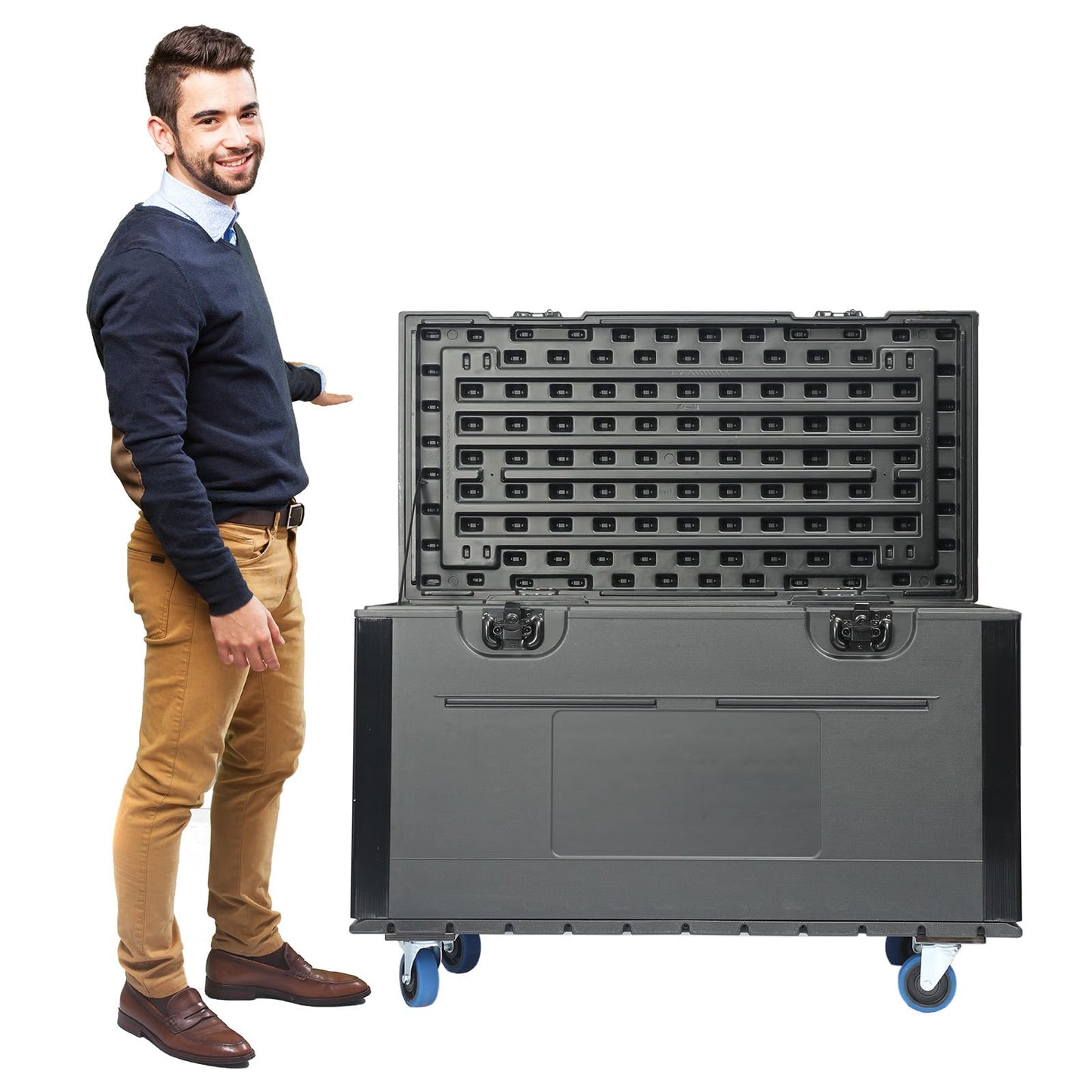 ECGOIOE Cable Trunk Road Case with Wheels 44" x 22" x 24" Professional Stackable Heavy Duty ATA Rolling Road Case for DJ Equipment Storage Transport Touring with Casters