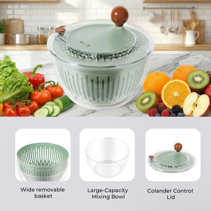 Salad Spinner Large Lettuce Spinner 4.3 Qt with Non-Slip Base & Stop Button Vegetable Dryer & Fruit Washing Bowl for Efficient Salad Prep