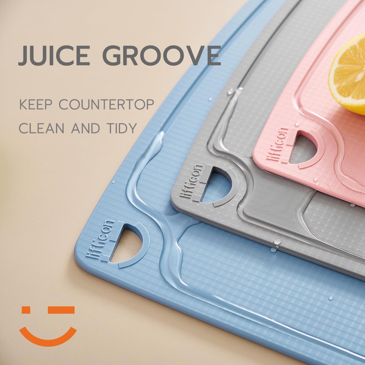 Liflicon Thick Silicone Cutting Board 12.6'' x 9.1'' Foldable & Flexible Design Juice Grooves Easy Grip Handle Dishwasher Safe-Gray