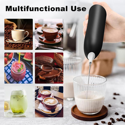 Milk Frother Rechargeable, Handheld Electric Whisk Beater, USB Frother for Cappuccino, Frappe, Hot Chocolate